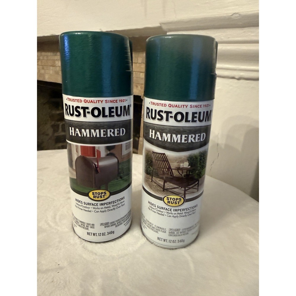 (2) Rust-Oleum Hammered Deep Green Spray Paint New Discontinued